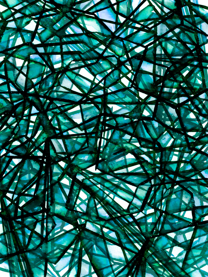 UNCHARTED, AQUA TEAL GREEN - GEOMETRIC ABSTRACT