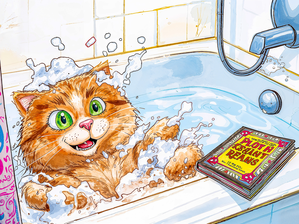 Cat Enjoying Bath Time