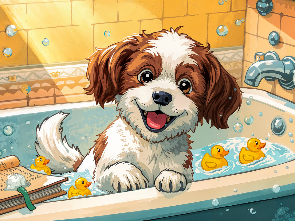 Playful Puppy Bath Time
