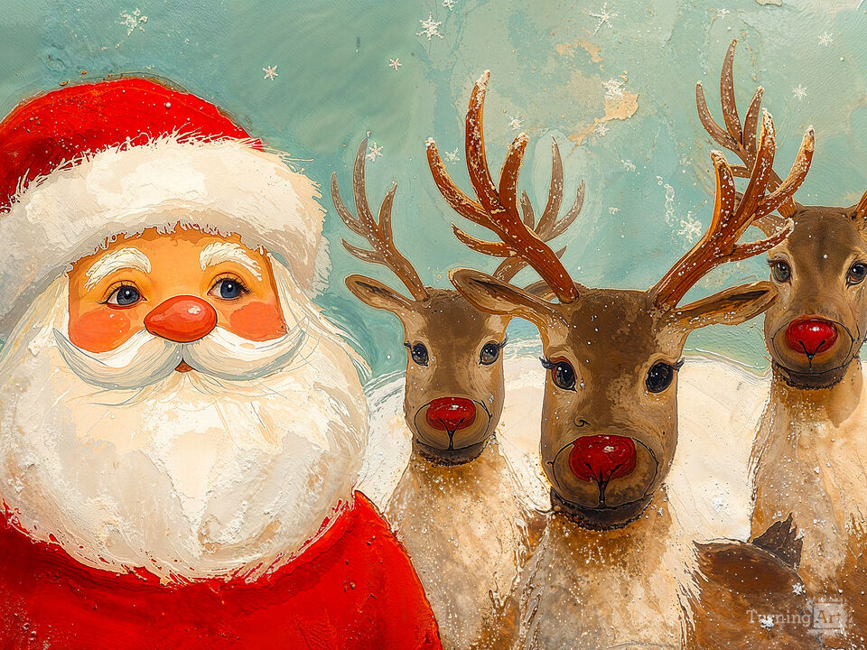 Santa Claus with His Reindeer