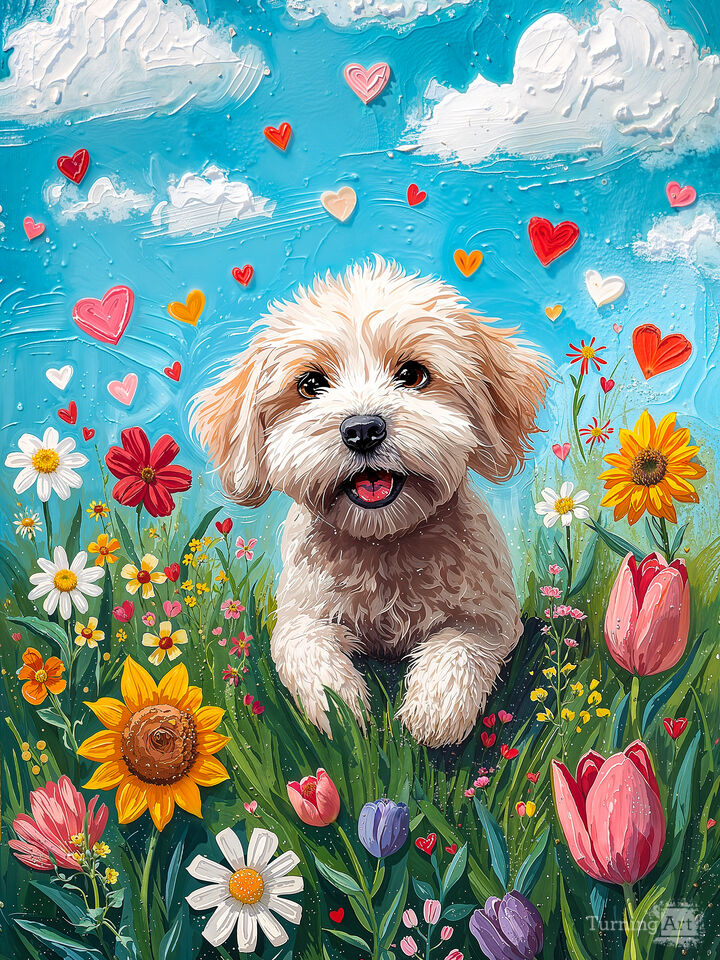 Puppy Love in a Flower Field