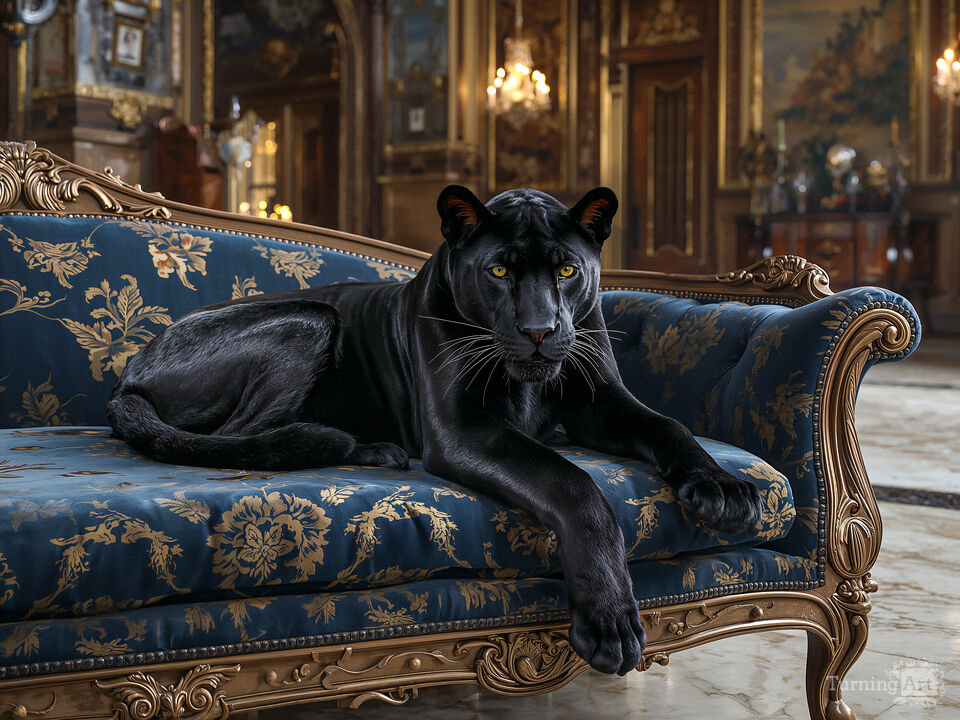 Panther on a Luxurious Sofa