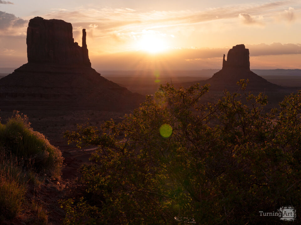 Mittens Sunrise Behind Bushes