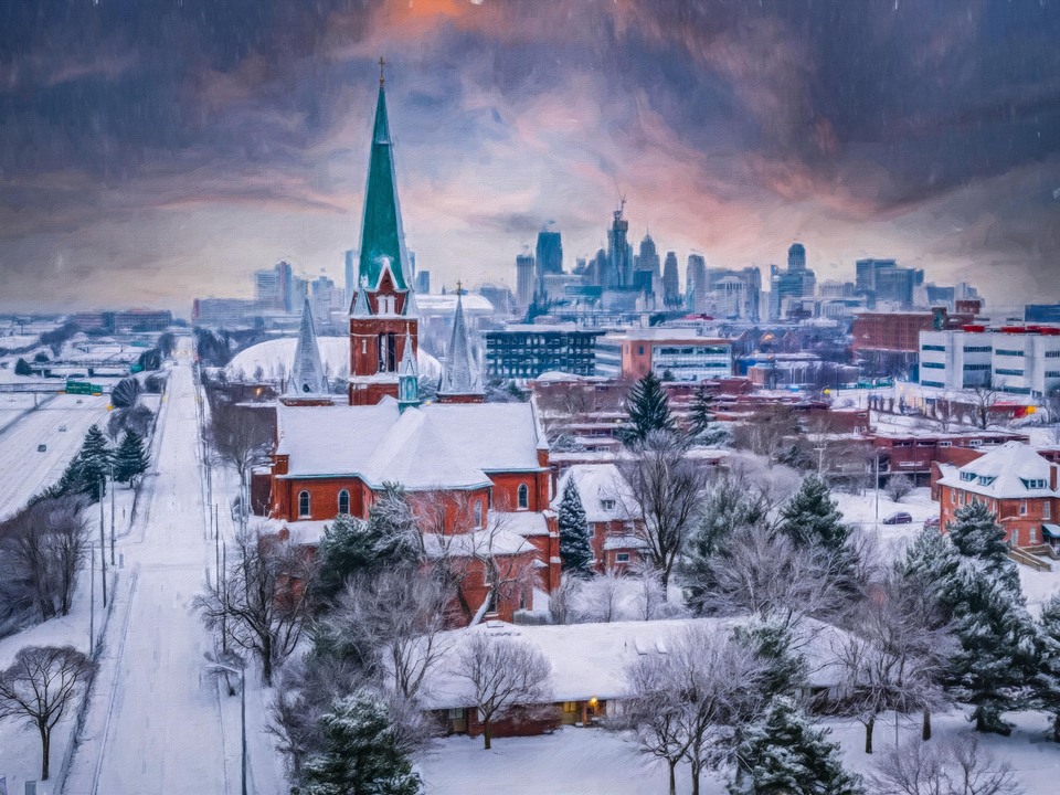 Detroit Saint Josaphat Church Painting OZZM5767