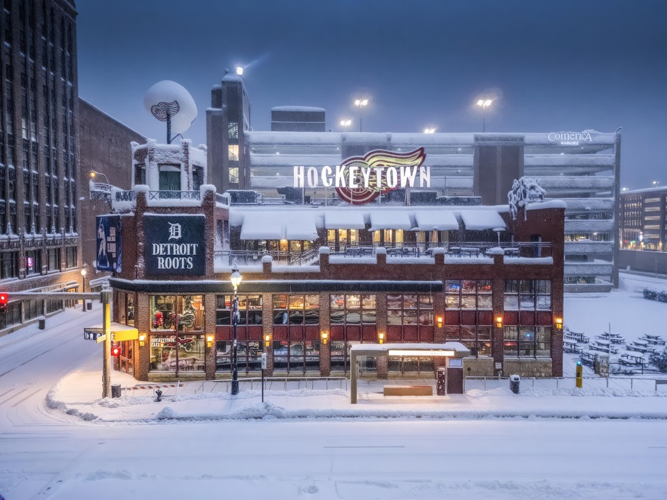 Detroit Hockey Town Little Caesars Arena Snowy