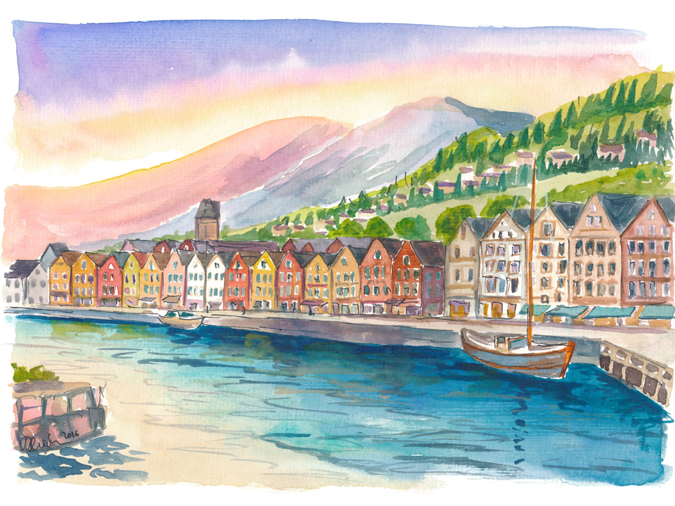 Colorful Bryggen Hanseatic Houses in Bergen