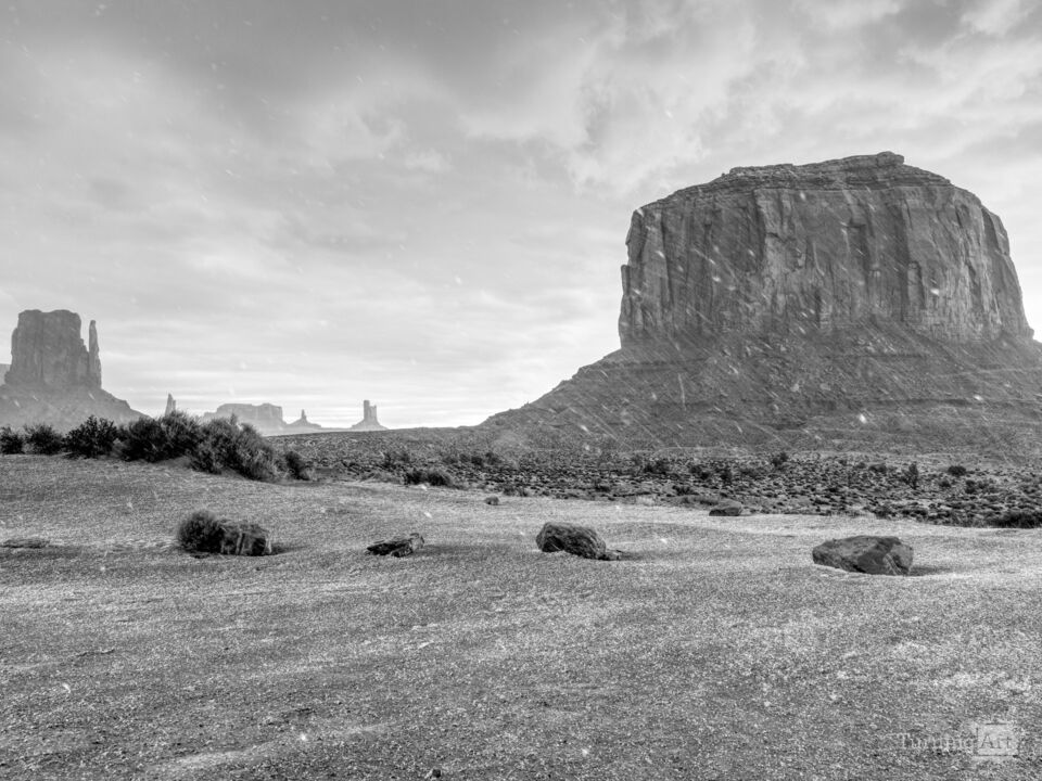 Desert Storm At Monument Valley Grayscale
