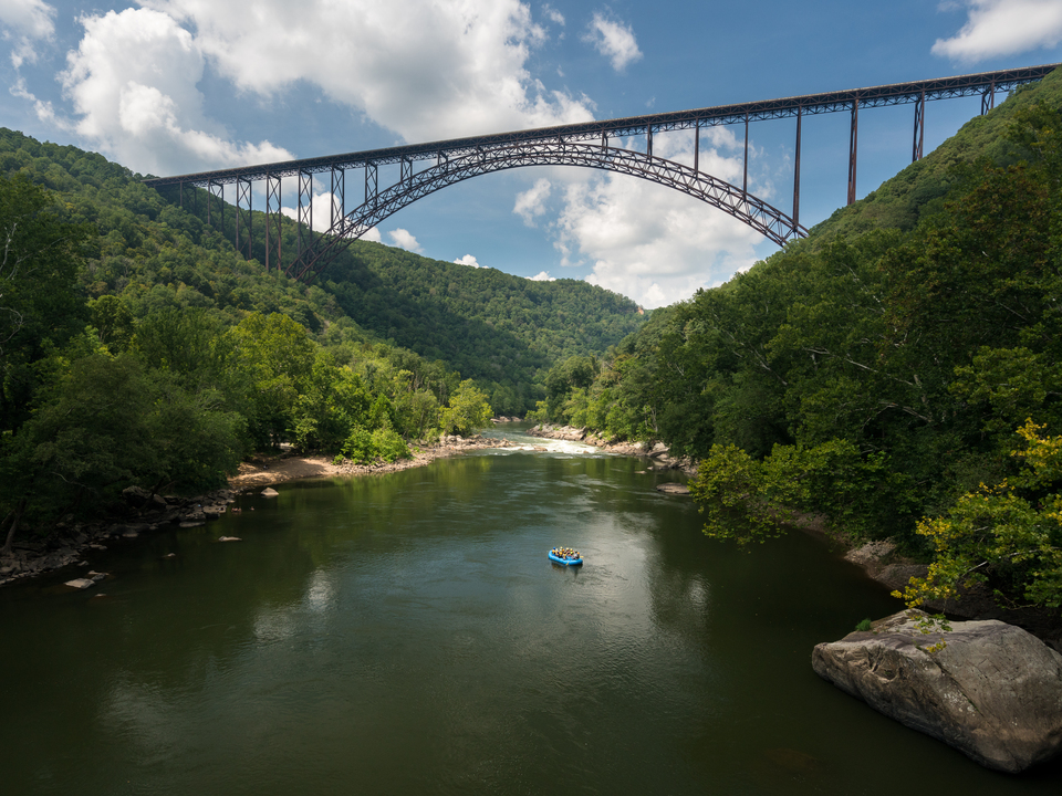 Rafting along the New River in West Virginia
