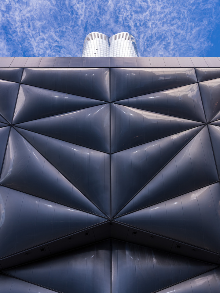 Vertical view of the Shed in Manhattan