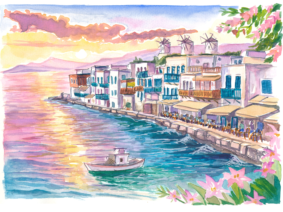 Little Venice Mykonos Greece Windmills Restaurants