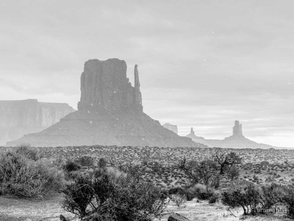 Storm Over West Mitten Monument Valley Grayscale