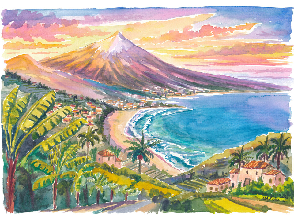 Golden Teide Above Lush Orotava Valley