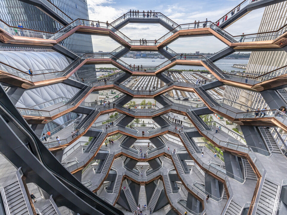 Hudson Yards, NYC, The Vessel And Skyscrapers