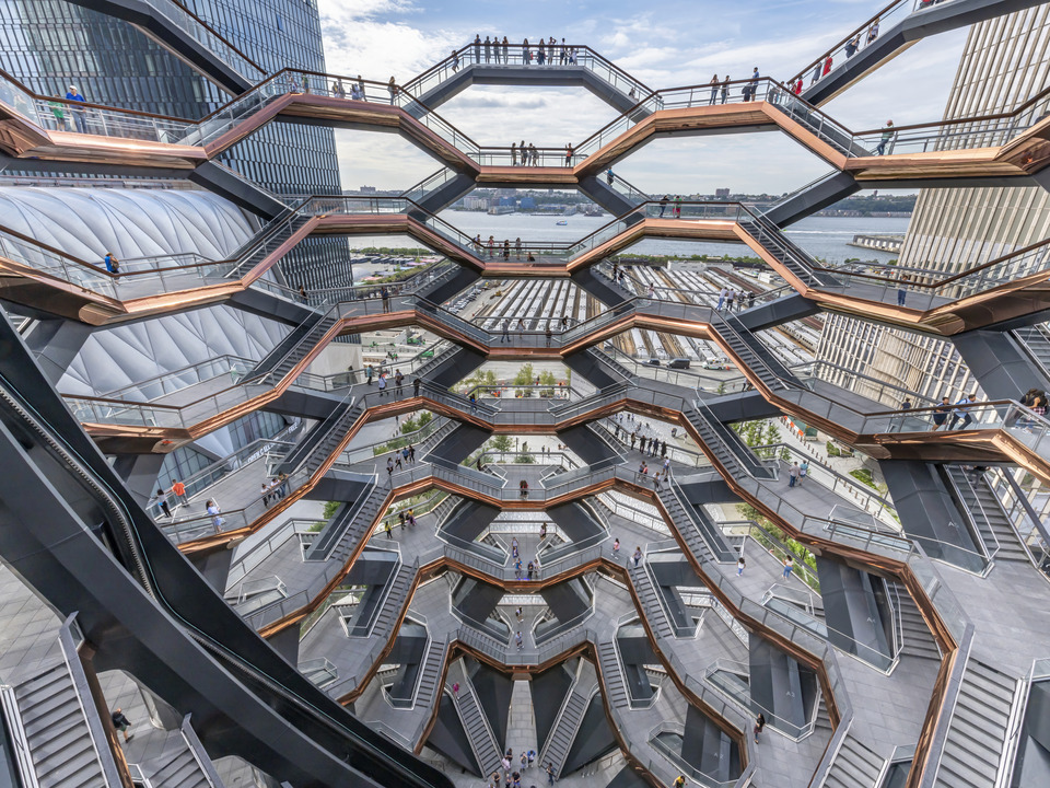 Hudson Yards, NYC, The Vessel And Skyscrapers