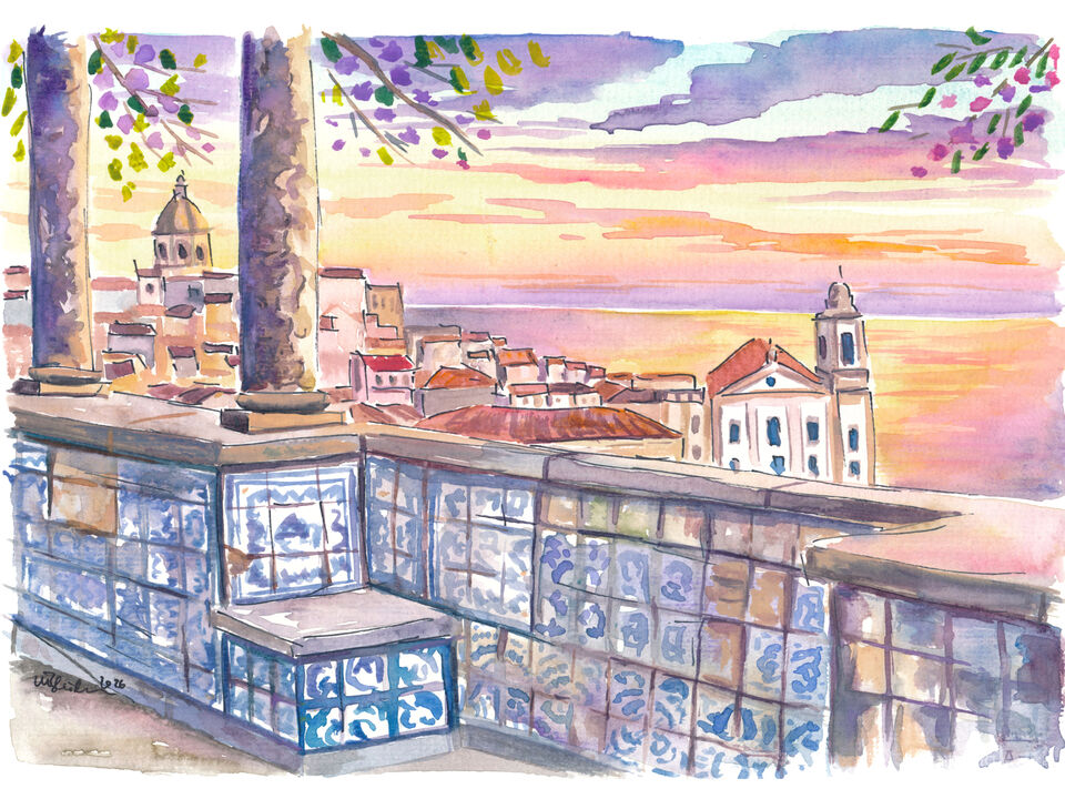 Lisbon Cityscape at Dawn from Santa Luzia 
