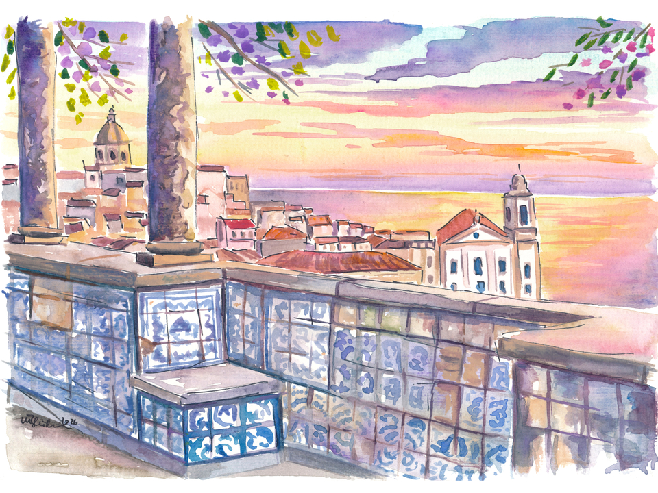 Lisbon Cityscape at Dawn from Santa Luzia 