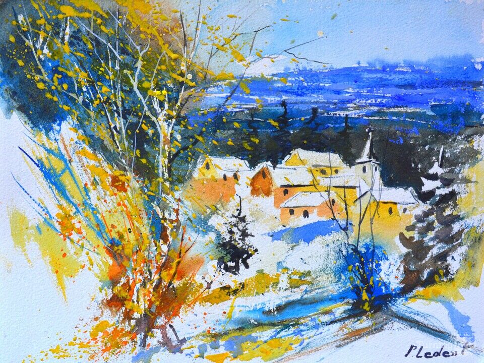 A village in the snow 