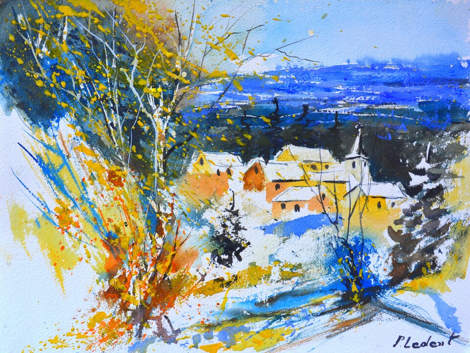 A village in the snow 