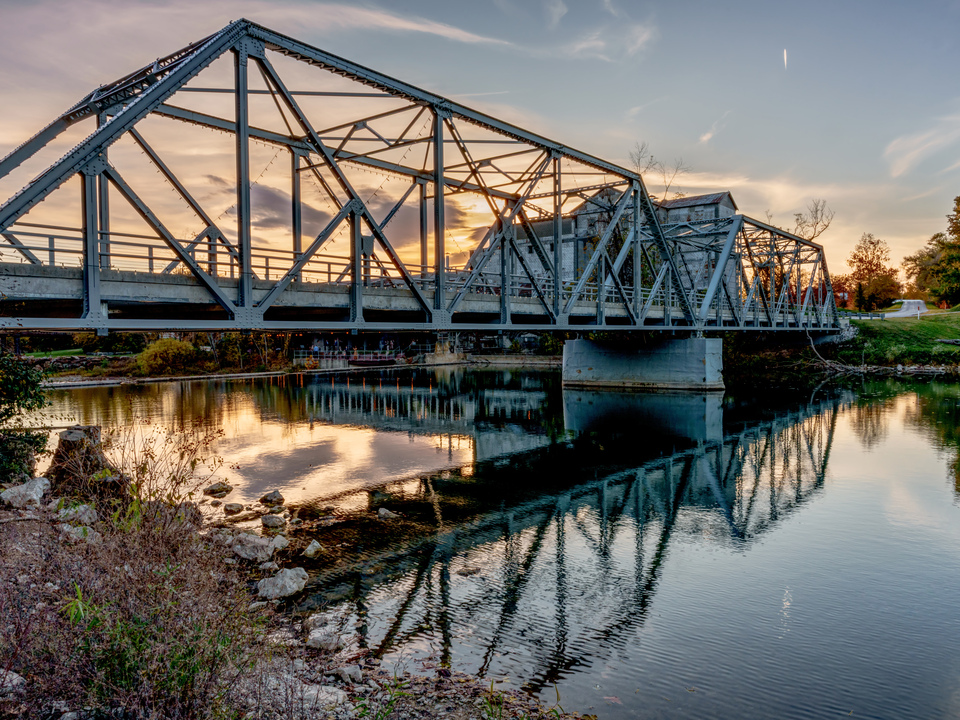 Ozark Bridge And Mill Gold Sunset