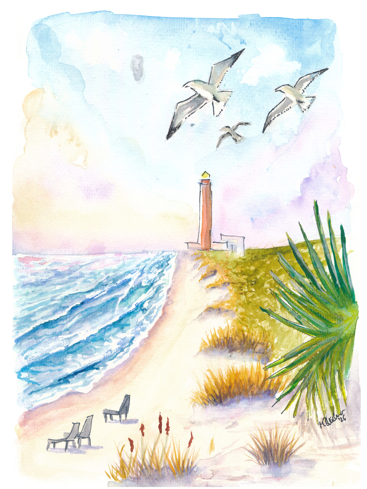 South Padre Island Lighthouse Above Coastal Dunes