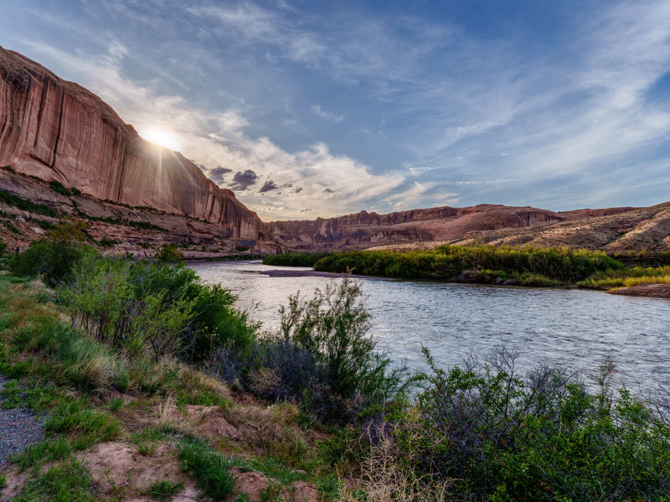 Evening Glow Along Colorado River In Utah