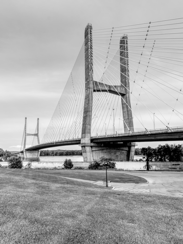 Bill Emerson Bridge Cape Girardeau Landmark Grayscale