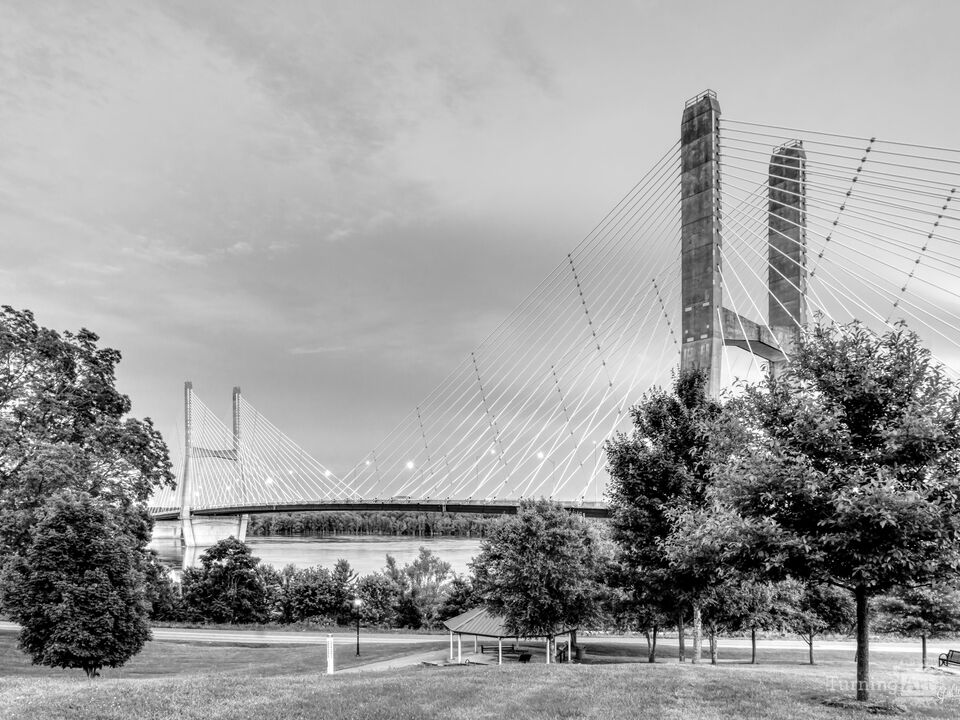Cloudy Sky Bill Emerson Bridge Grayscale