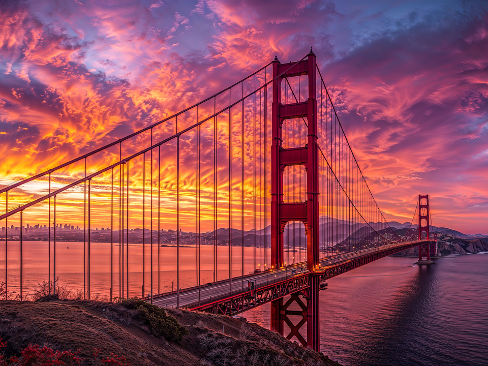 Golden Gate Bridge - Dramatic Sunset