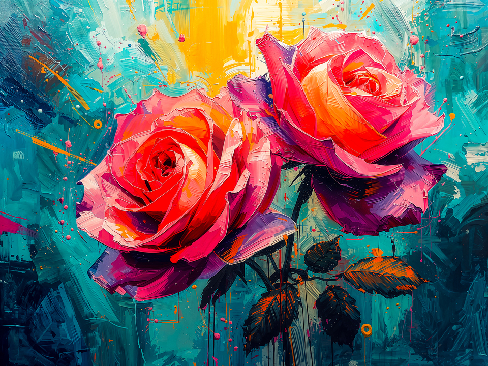 Vibrant Roses Expressionist
