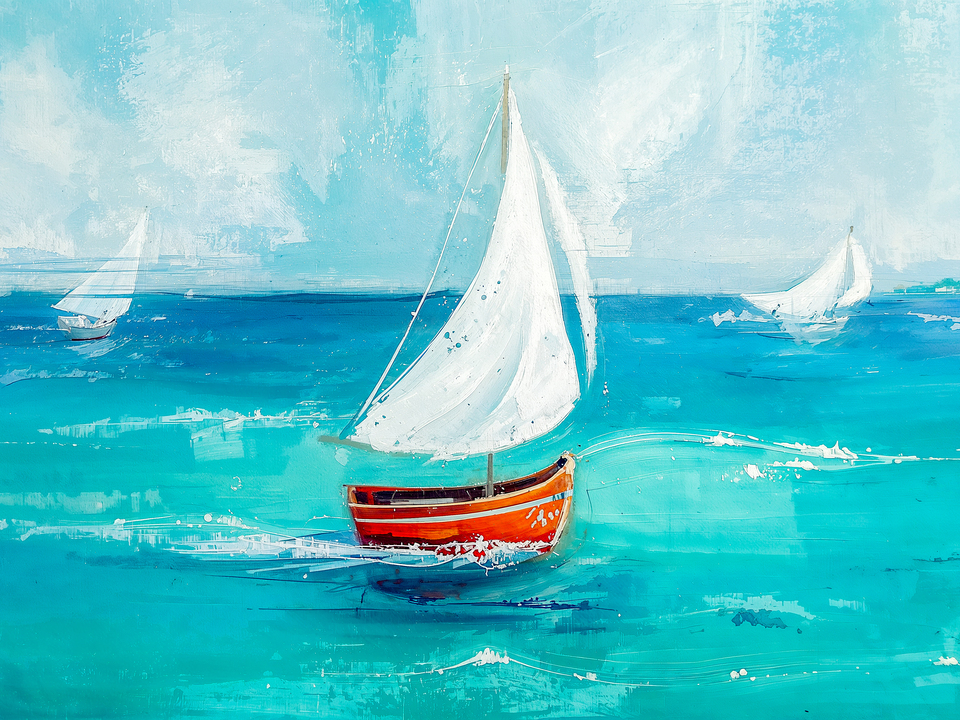 Sailboats on a Turquoise Sea