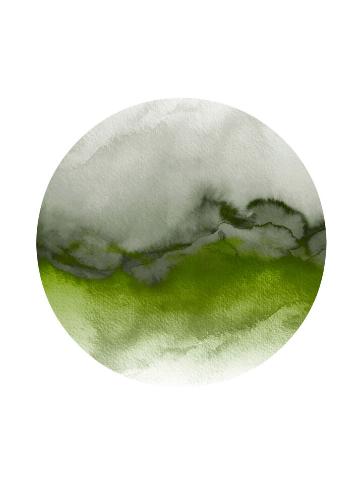 FLOW, GREEN GREY - ABSTRACT WATERCOLOR WAVES PAINTING