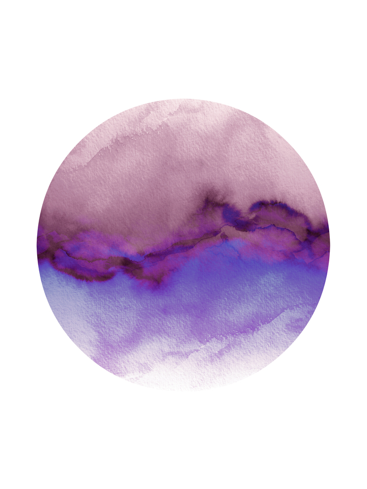 FLOW, PLUM PURPLE - ABSTRACT WATERCOLOR WAVES PAINTING
