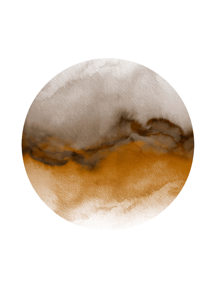 FLOW, RUST ORANGE TAUPE - ABSTRACT WATERCOLOR WAVES PAINTING