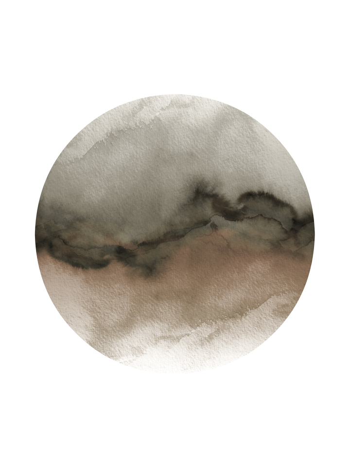 FLOW, EARTHY RUSTIC NEUTRAL - ABSTRACT WATERCOLOR WAVES PAINTING