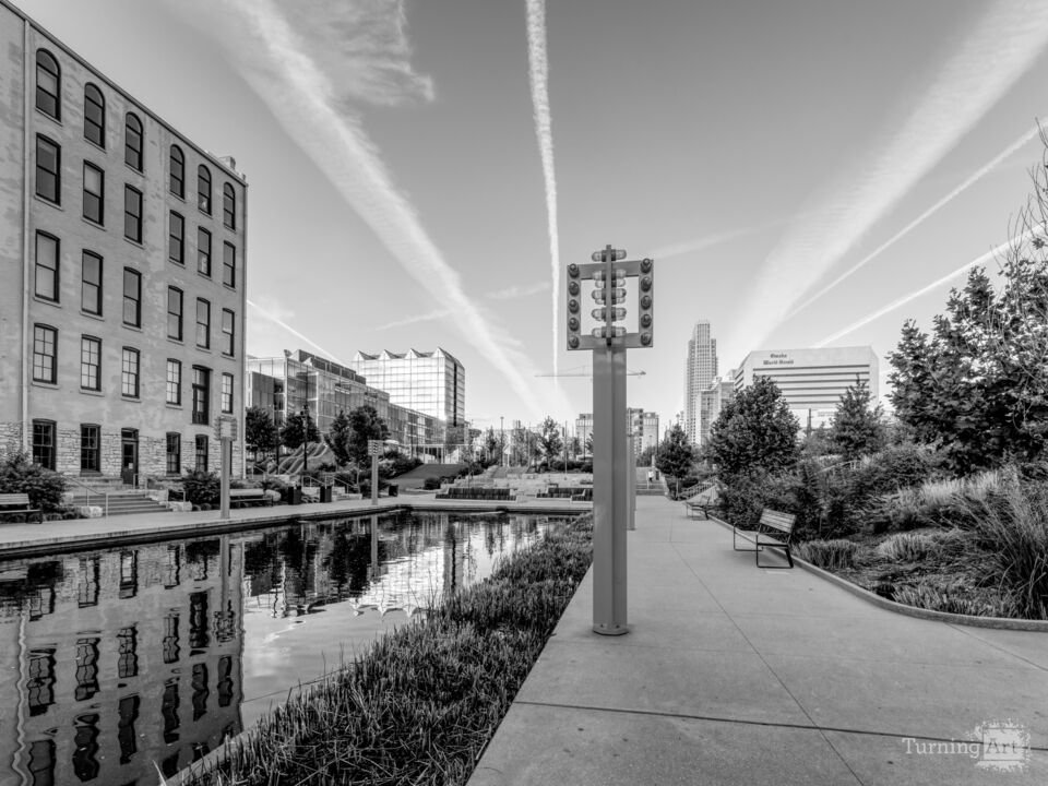 Quiet Morning By Omaha Gene Leahy Pond Grayscale
