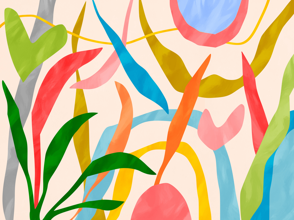 Playful Tropical Leaf Abstract