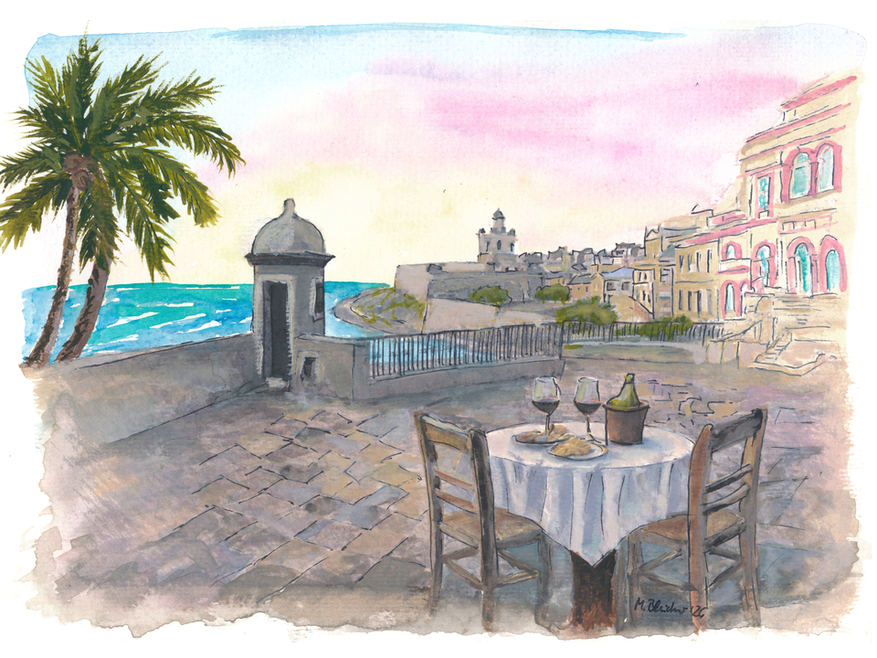 Romantic Dinner View in San Juan with El Morro