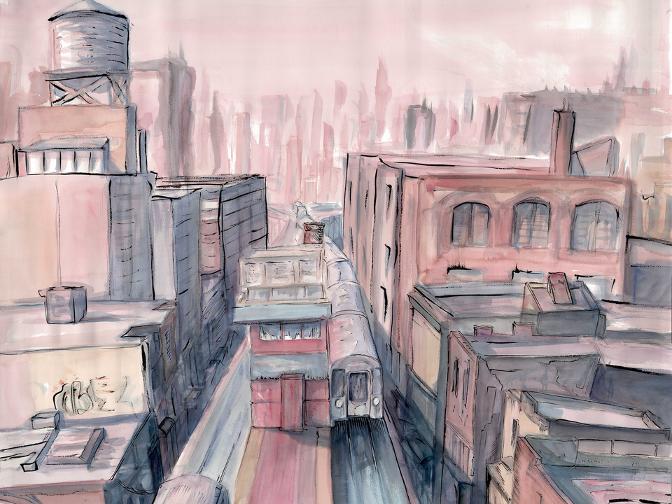 "Pink Sky Over Queens"