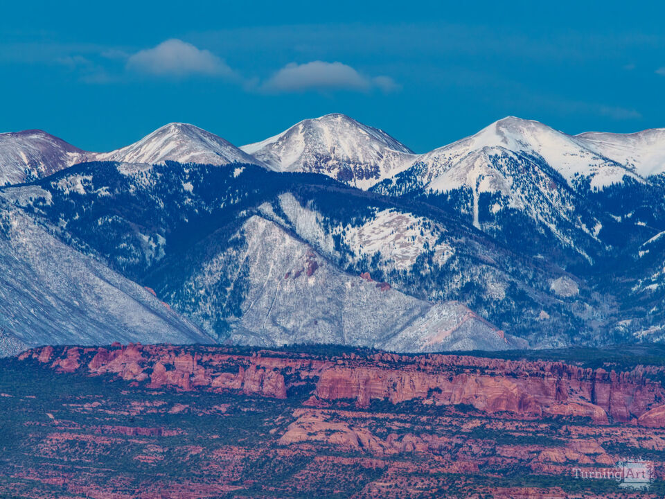 Snow Capped La Sal Mountains At Dusk