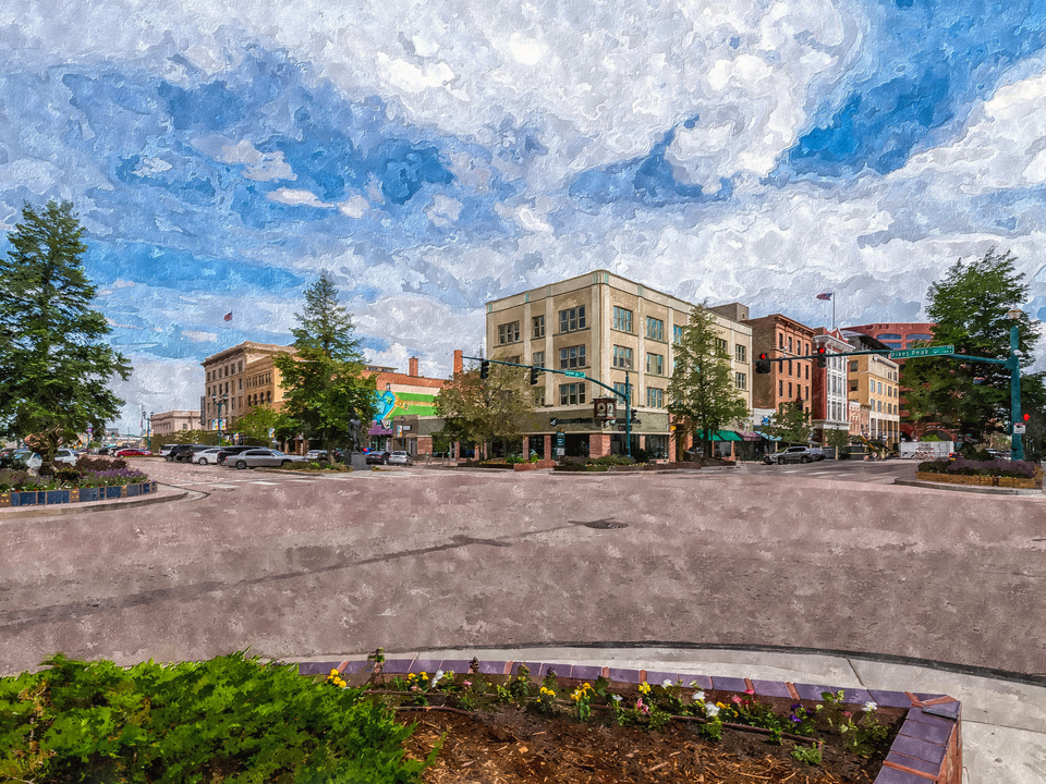 Busy Corner Colorado Springs Painterly