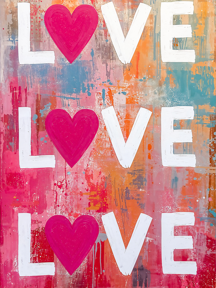 Love Times Three Typography Artwork