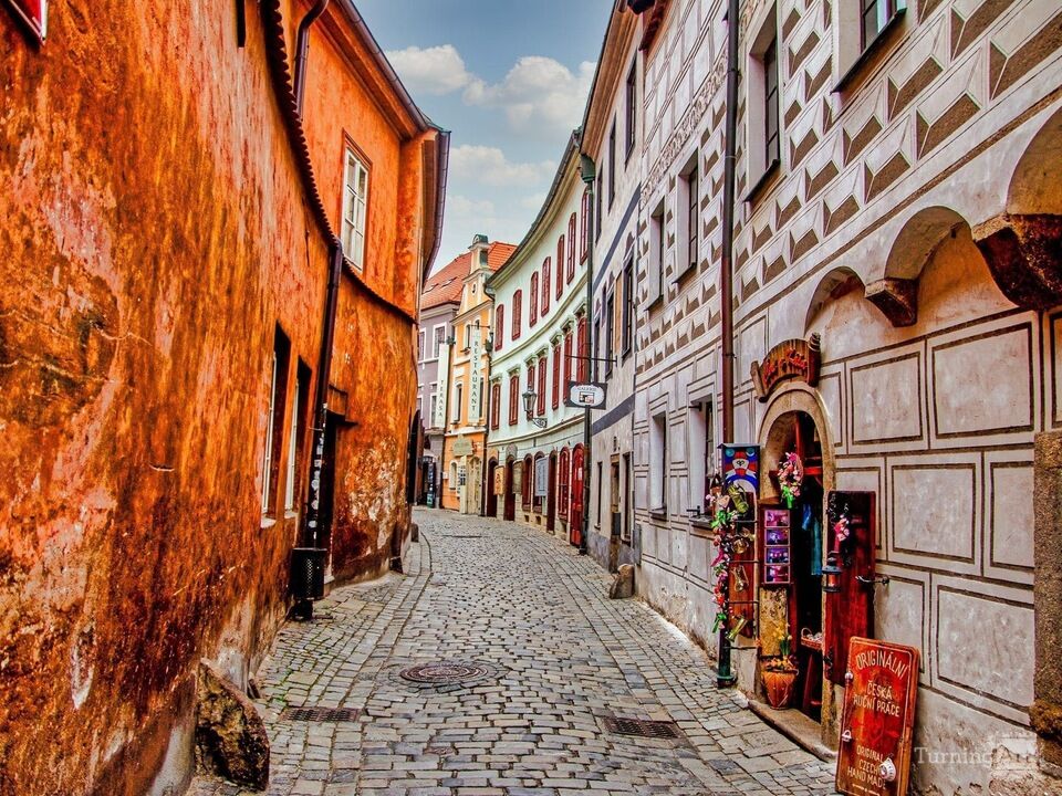 Colorful Alleyway In Cesky Krumlov, Czechia