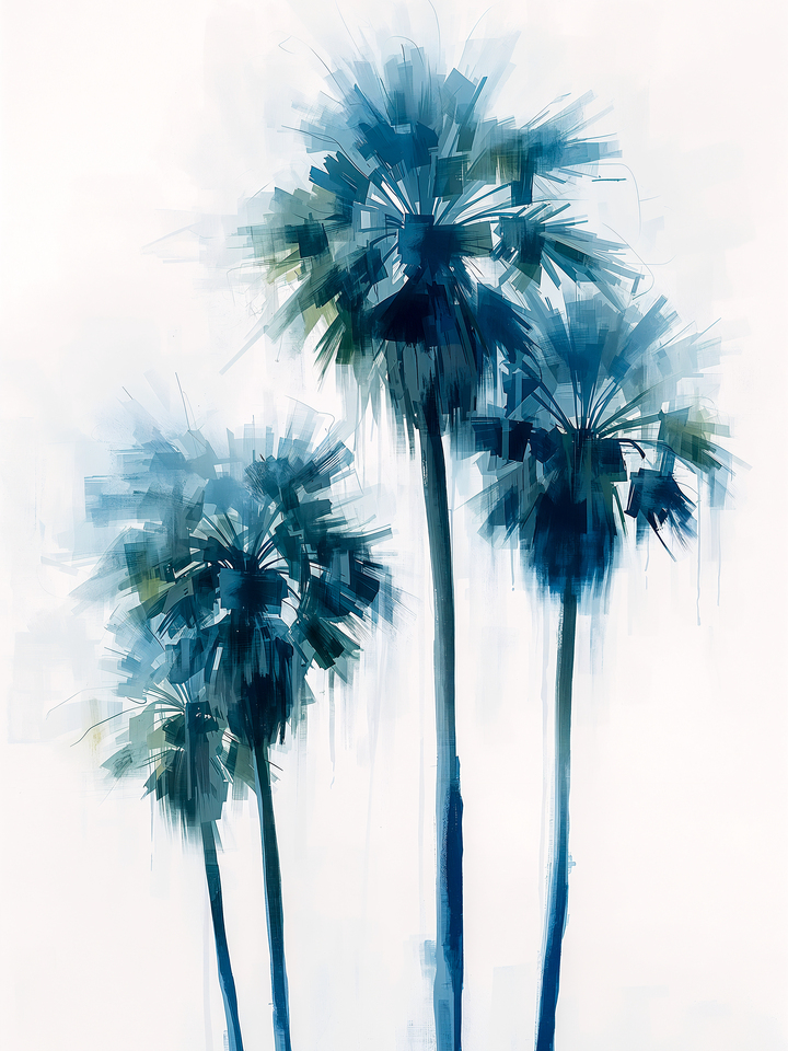 Tall Palm Trees in Blue