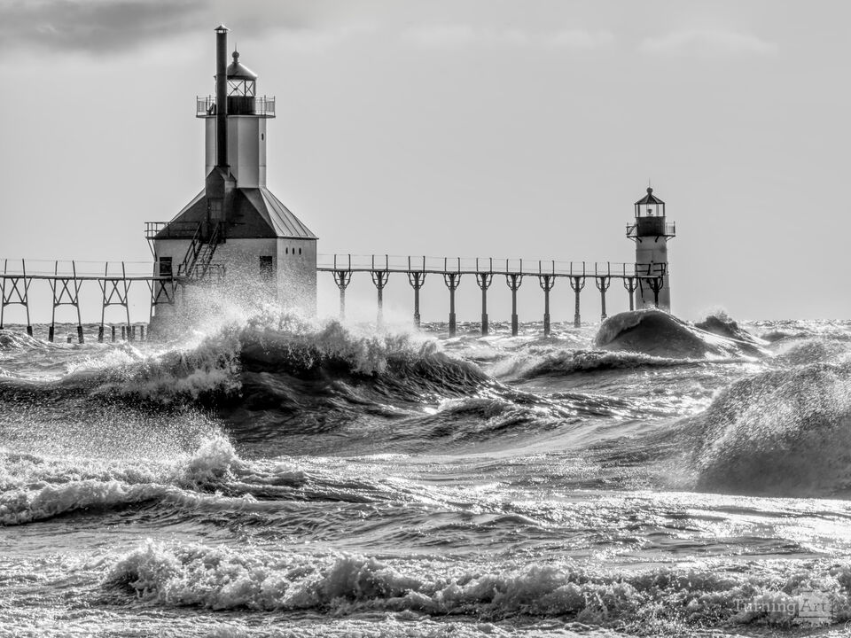 Lake Michigan Wild Side St Joseph Grayscale