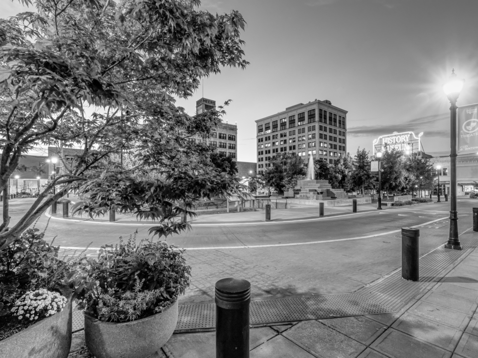 Springfield Missouri Square Route 66 Night Grayscale