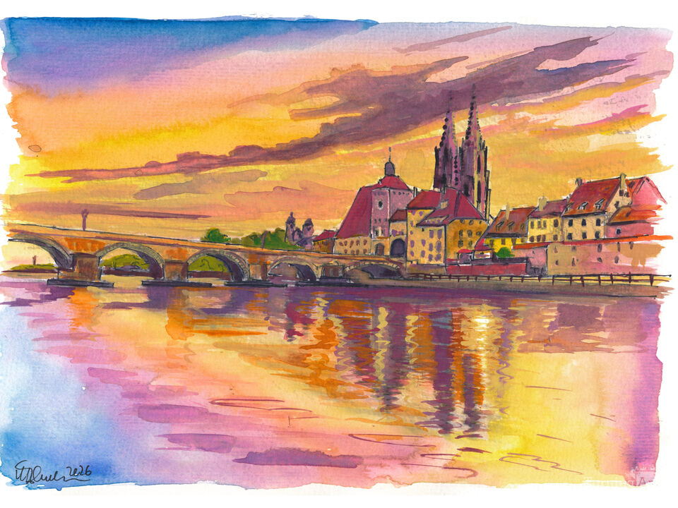 Regensburg Stone Bridge and Cathedral