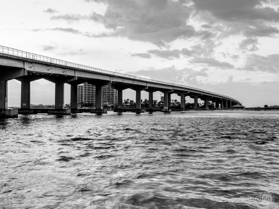 Dawn From Perdido Pass Seawall Park Grayscale