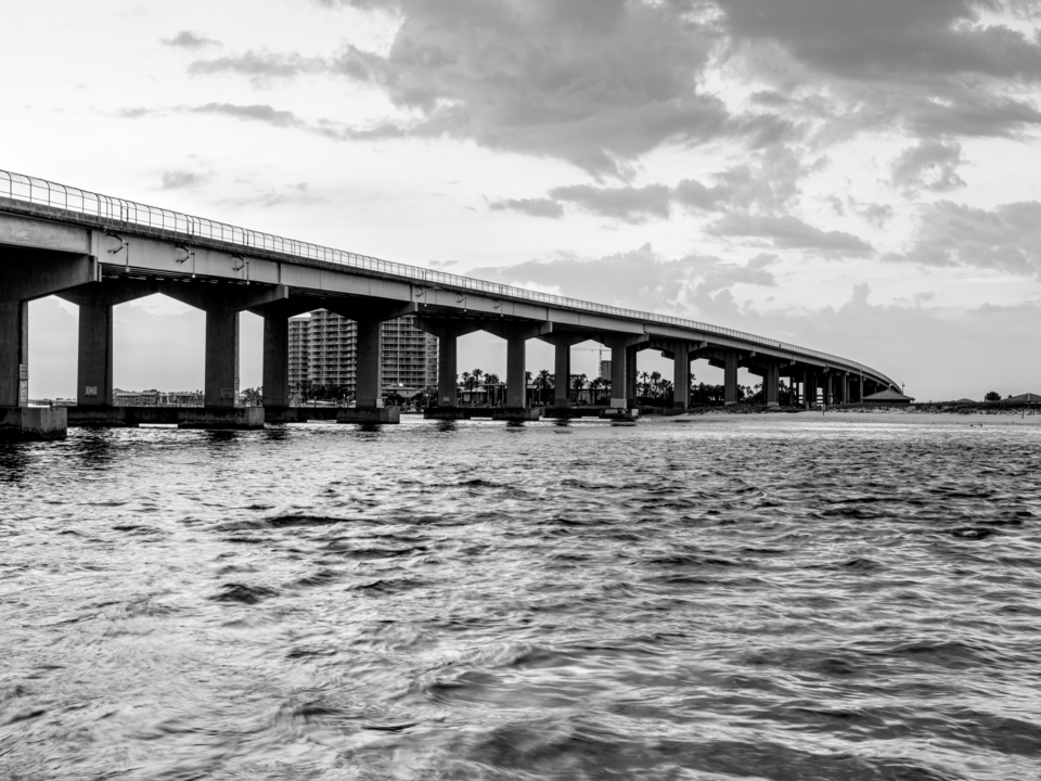 Dawn From Perdido Pass Seawall Park Grayscale