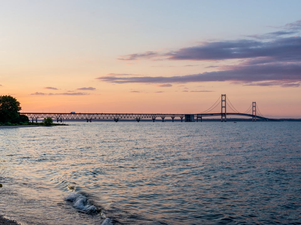Blue Hour Begins Over Mackinac Bridge