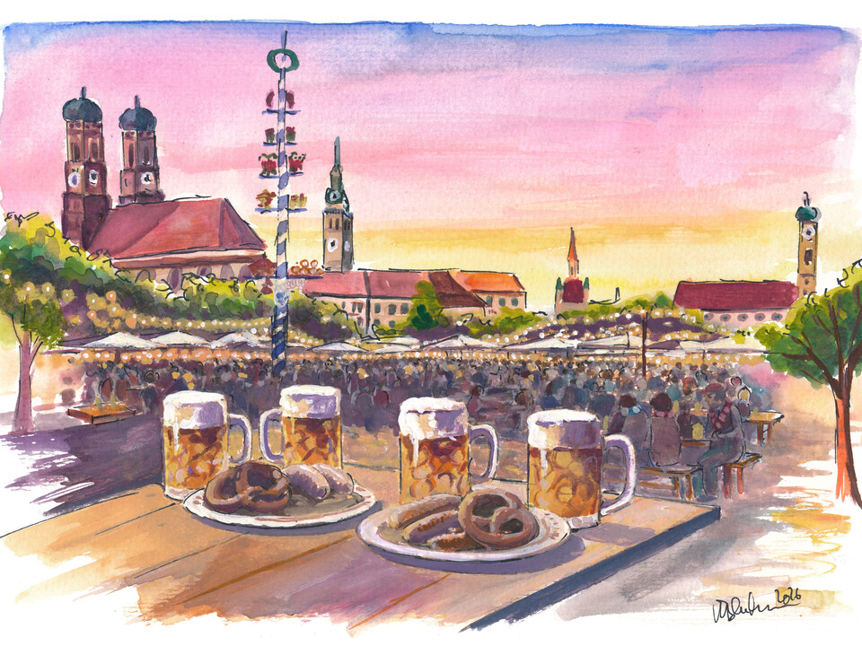 Munich Viktualienmarkt Beergarden Gemutlichkeit